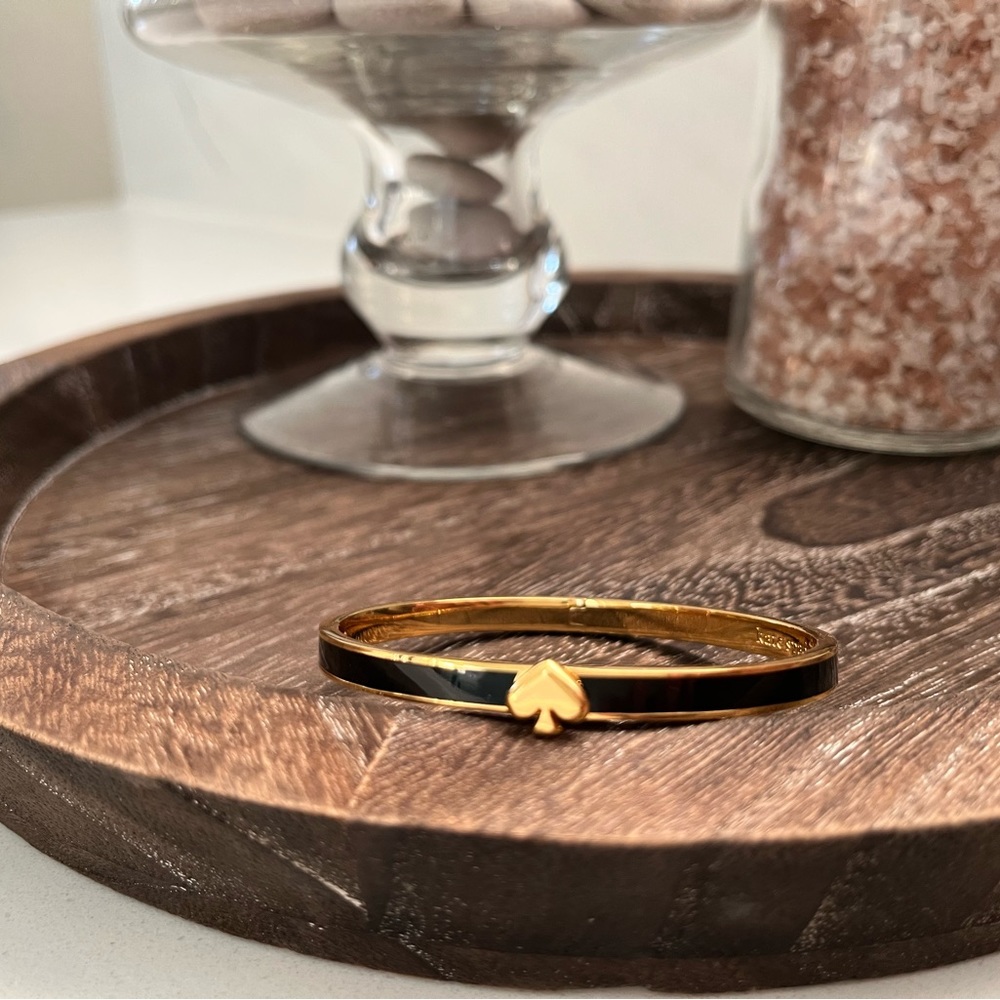 Kate Spade Thin Enamel Hinge Bangle Bracelet Black